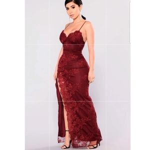 A Night In Tokyo Burgundy Lace Dress